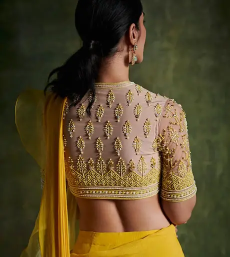 high back neck saree blouse design