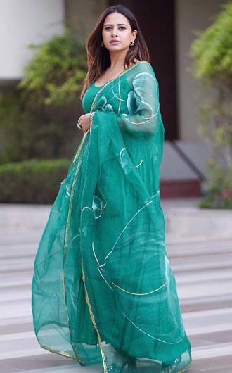green traditional anarkali outfit