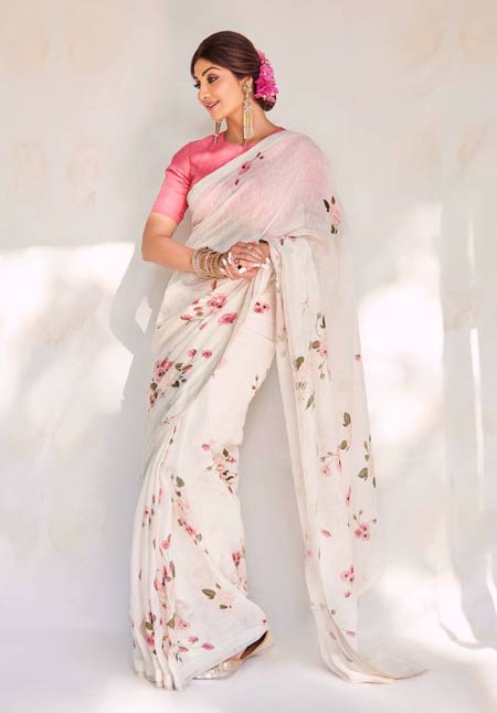 Shilpa Shetty in floral saree look