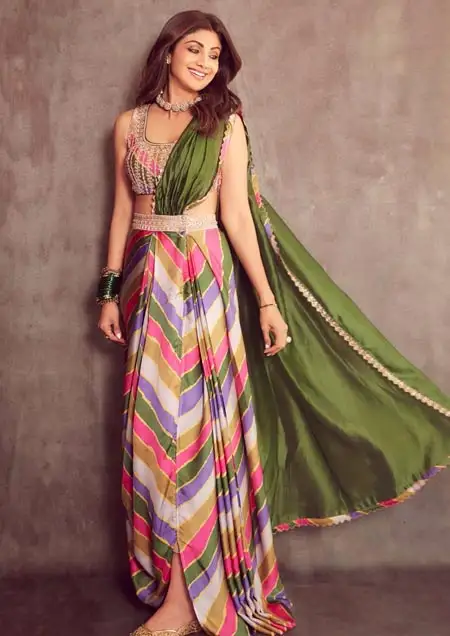 Shilpa Shetty saree - indowestern style