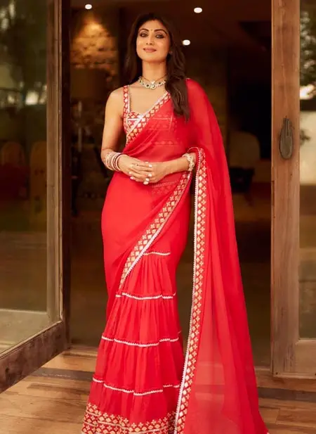 Shilpa Shetty's red saree look