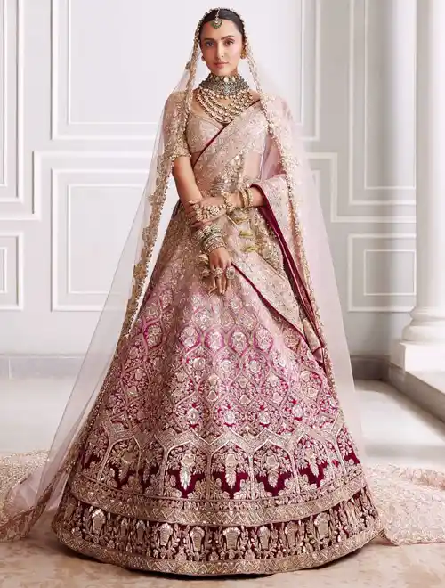 Ombre pink bridal lehenga by Manish Malhotra