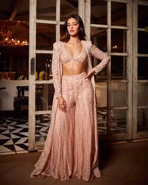 Ananya Panday in rose pink co-ord set with jacket for diwali party