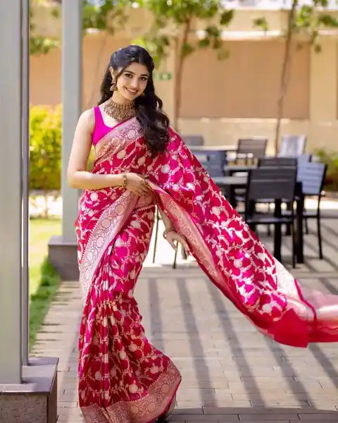 Krithi shetty in magenta pink saree