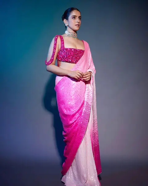 Sanya Malhotra wore pink ombre sequin saree