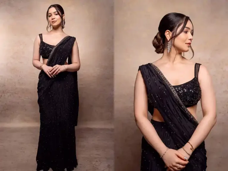 Sare Tendulkar wore black saree with a matching sleeveless blouse