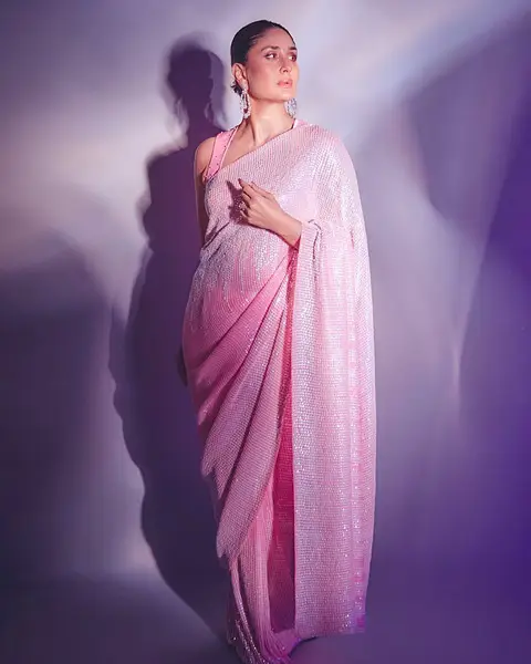 Kareena Kapoor wore light pink sequin saree