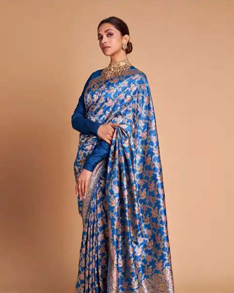 Deepika Padukone worn Sabyasachi designed blue saree