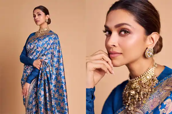 Deepika Padukone's blue banarasi silk saree