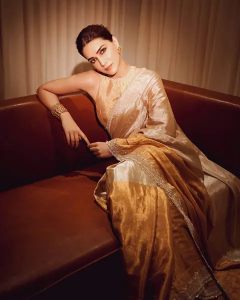 Kriti Sanon's ombre golden saree looks