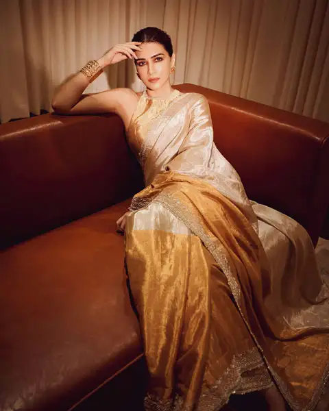 Kriti Sanon's gold ombre saree ideal choice for wedding guest look